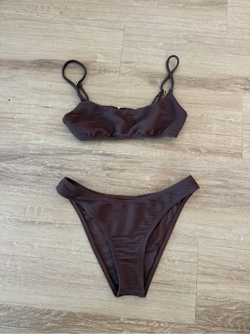 Billabong Brown Ribbed Bikini Set